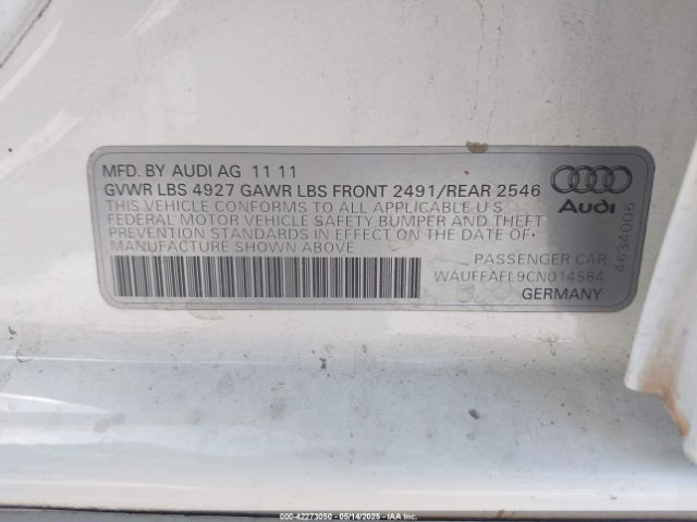 2012 AUDI A4 WAUFFAFL9CN014564 Photo 8