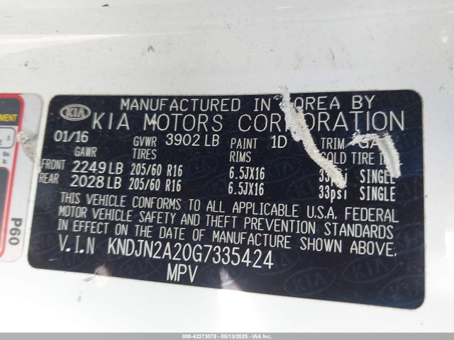 KNDJN2A20G7335424 KIA Soul