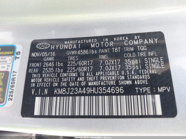 KM8J23A49HU354696 Hyundai TUCSON SE