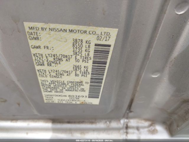 1N6BF0KM1HN803693 Nissan Nv Cargo Nv1500 S V6