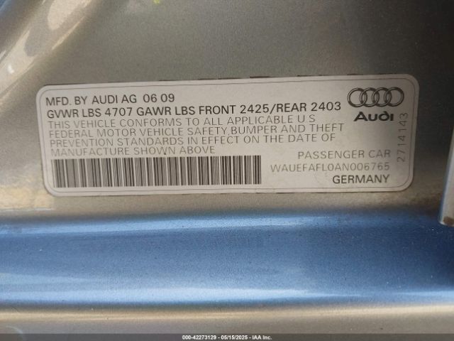 2010 AUDI A4 WAUEFAFL0AN006765 Photo 8