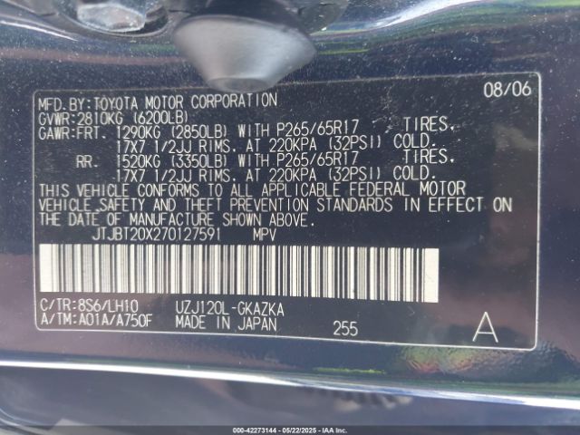 2007 LEXUS GX 470 JTJBT20X270127591 Photo 8