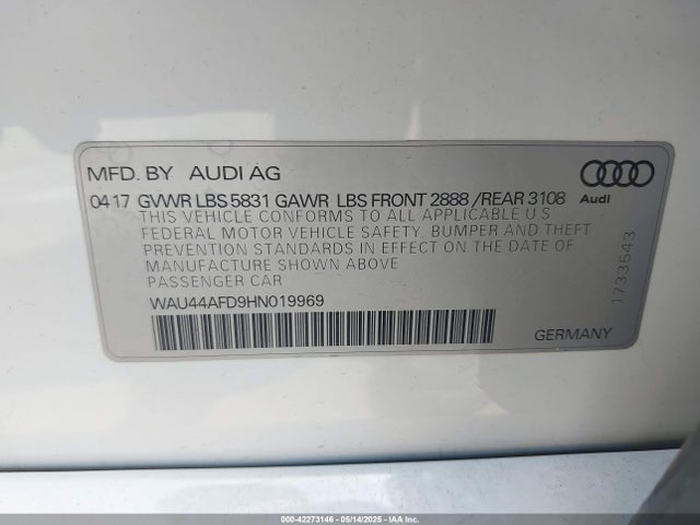 2017 AUDI A8 L WAU44AFD9HN019969 Photo 8