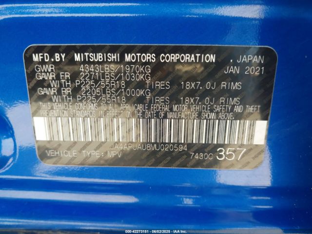 2021 MITSUBISHI OUTLANDER SPORT JA4APUAU8MU020594 Photo 8