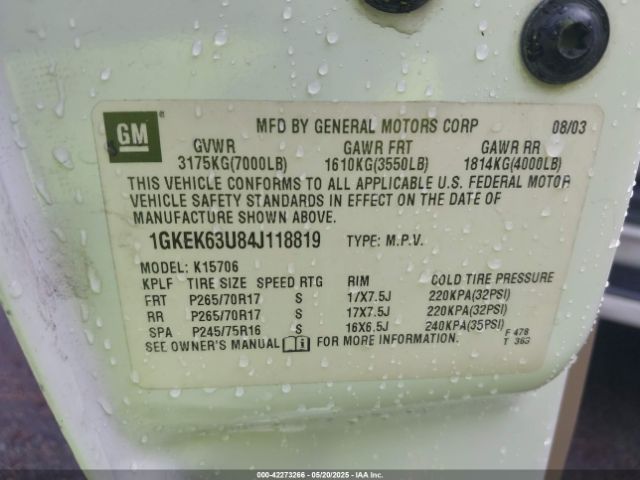2004 GMC YUKON 1GKEK63U84J118819 Photo 8