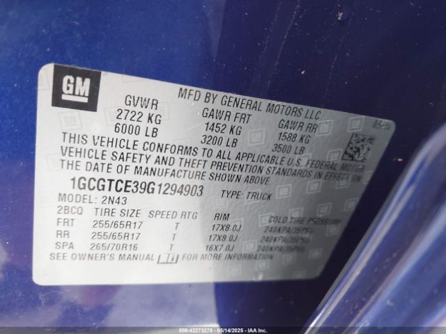 1GCGTCE39G1294903 Chevrolet Colorado Lt