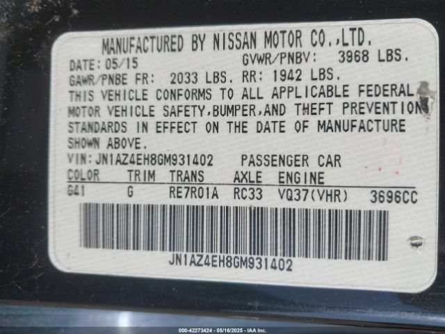 2016 NISSAN 370Z JN1AZ4EH8GM931402 Photo 8