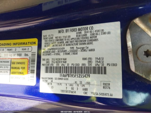 2015 FORD MUSTANG 1FA6P8TH5F5355429 Photo 8