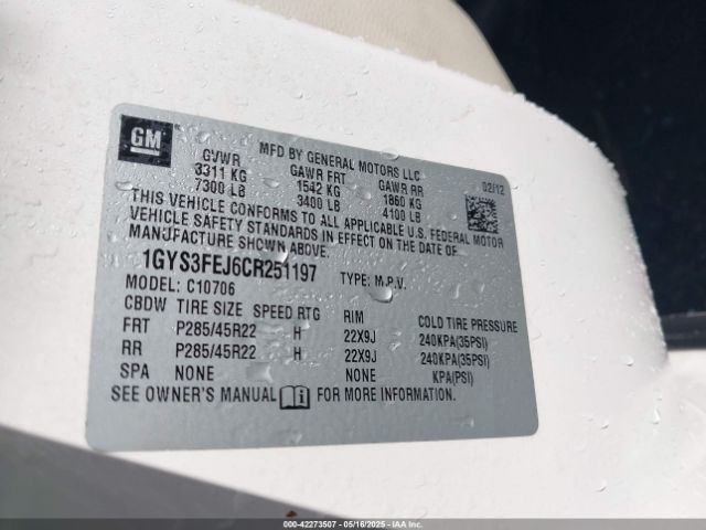 2012 CADILLAC ESCALADE HYBRID 1GYS3FEJ6CR251197 Photo 8