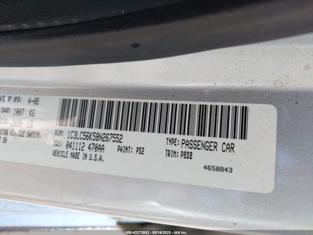 2008 CHRYSLER SEBRING 1C3LC56K58N267552 Photo 8