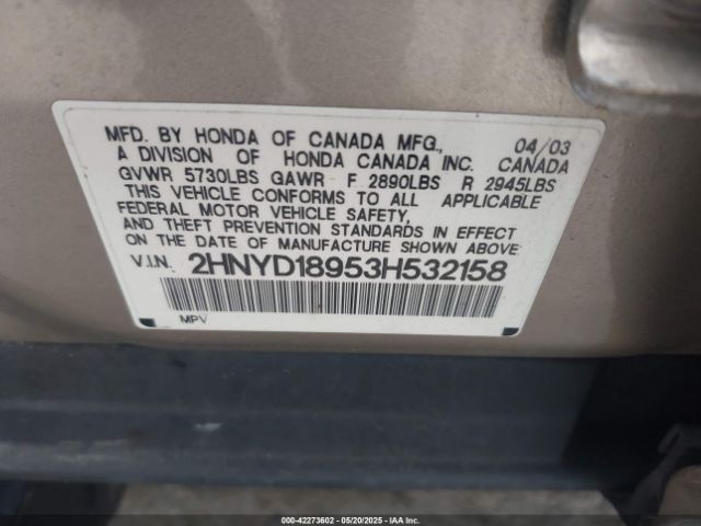 2003 ACURA MDX 2HNYD18953H532158 Photo 8