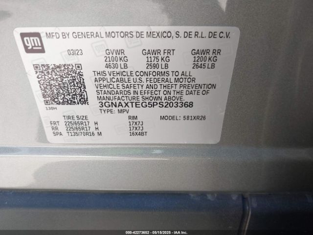 3GNAXTEG5PS203368 Chevrolet Equinox Awd 2fl