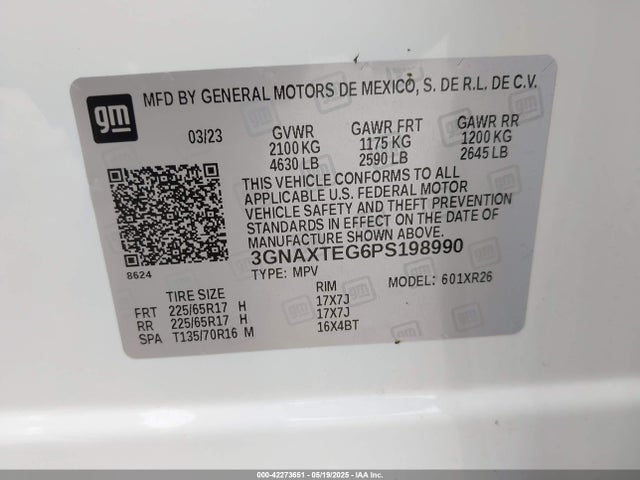 3GNAXTEG6PS198990 Chevrolet Equinox Awd 2fl