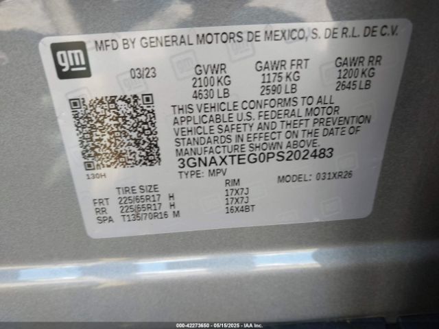 3GNAXTEG0PS202483 Chevrolet Equinox Awd 2fl