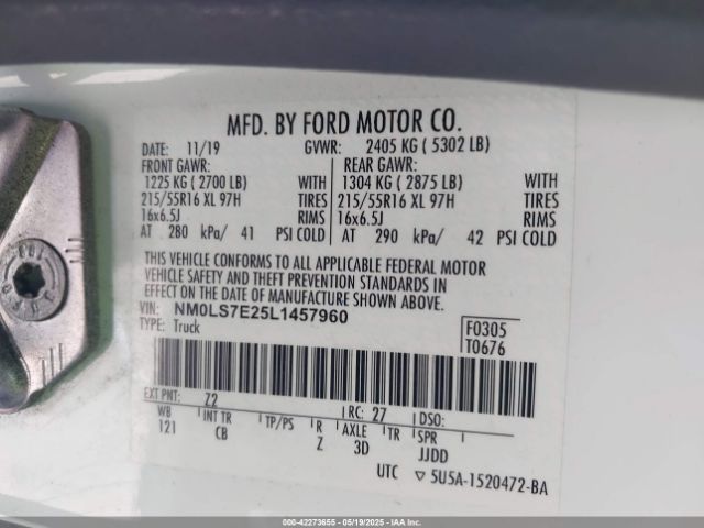 NM0LS7E25L1457960 Ford Transit Connect Xl Cargo Van