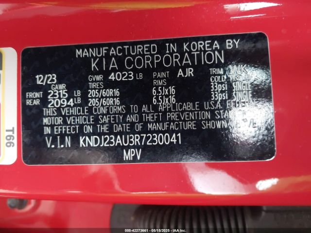 KNDJ23AU3R7230041 KIA SOUL LX