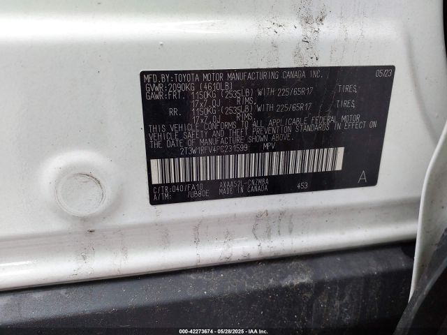2T3W1RFV4PC231599 Toyota Rav4 Xle