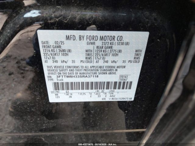 3FTTW8H33SRA37118 Ford Maverick Xlt