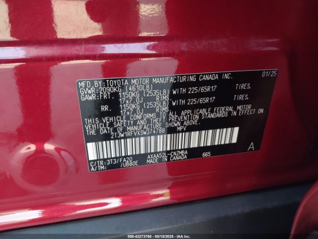 2T3W1RFVXSW374788 Toyota Rav4 Xle
