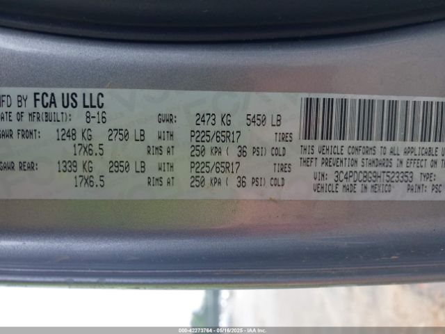 3C4PDCBG9HT523353 Dodge Journey Sxt