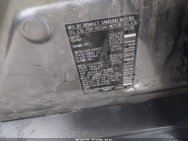 Nissan ROGUE SV 2015 KNMAT2MV9FP574321 Image 9