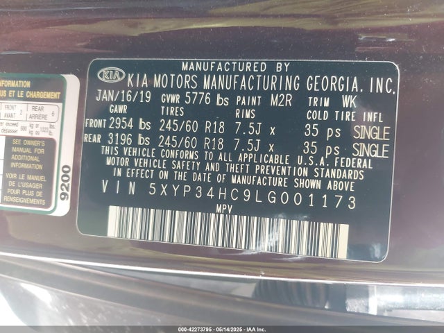 5XYP34HC9LG001173 KIA Telluride Ex