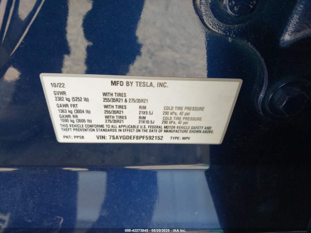 2023 TESLA MODEL Y 7SAYGDEF8PF592152 Photo 8
