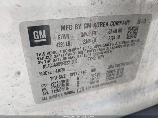 KL4CJASB9FB221005 Buick Encore