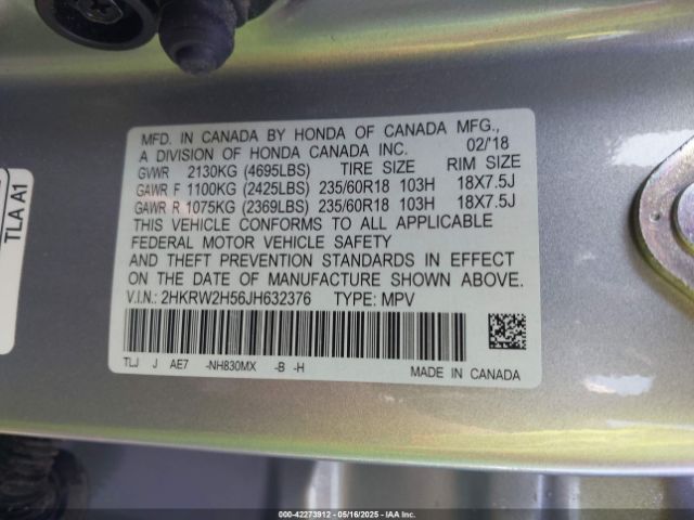2HKRW2H56JH632376 Honda CR-V EX