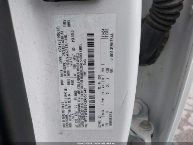 1FT7W2B63KEG56242 Ford F-250 Xl