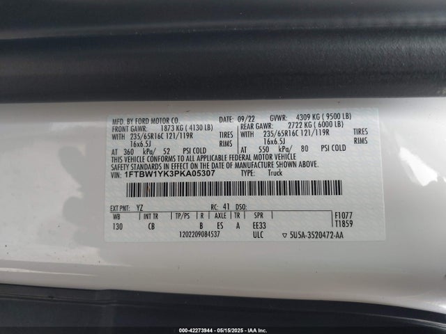 1FTBW1YK3PKA05307 Ford 2023