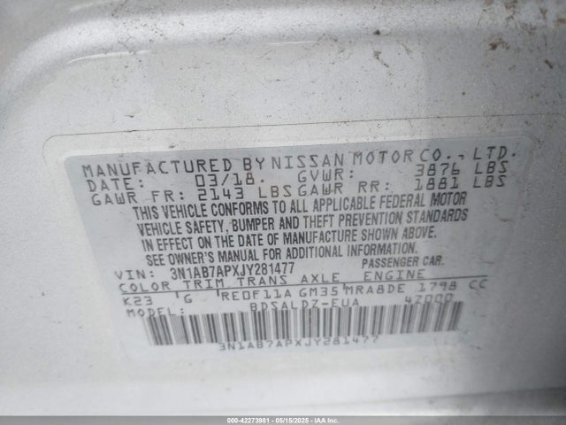 3N1AB7APXJY281477 Nissan 2018