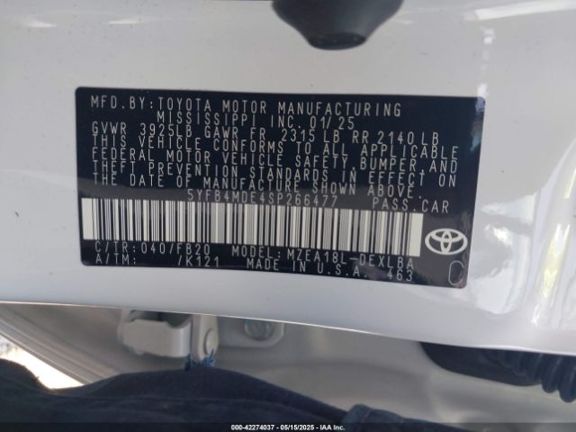 5YFB4MDE4SP266477 Toyota COROLLA LE