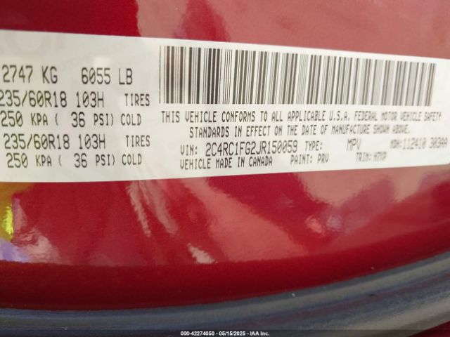 2018 CHRYSLER PACIFICA 2C4RC1FG2JR150059 Photo 8