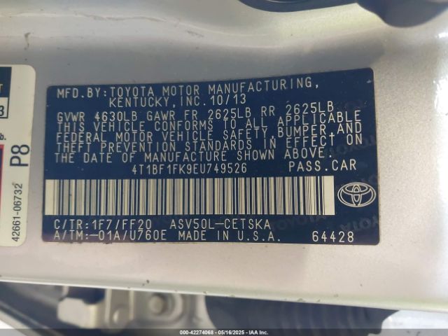 4T1BF1FK9EU749526 Toyota Camry Se Sport