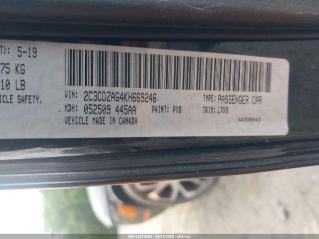 2019 DODGE CHALLENGER 2C3CDZAG4KH669246 Photo 8