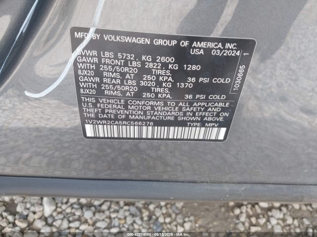1V2WR2CA5RC566276 Volkswagen Atlas 2.0t Se W/technology