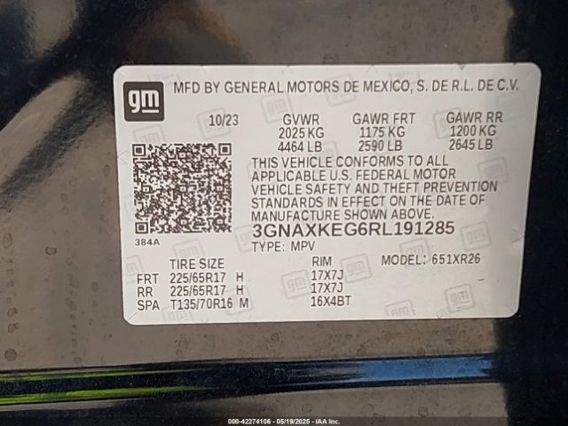 3GNAXKEG6RL191285 Chevrolet Equinox Fwd Lt
