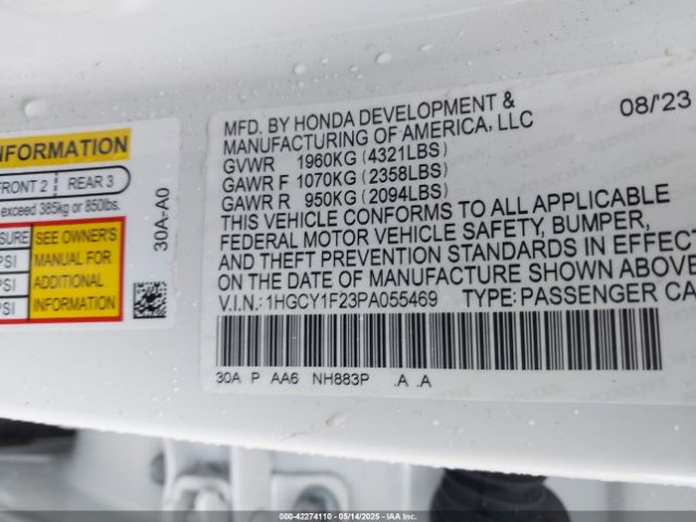 2023 HONDA ACCORD 1HGCY1F23PA055469 Photo 8