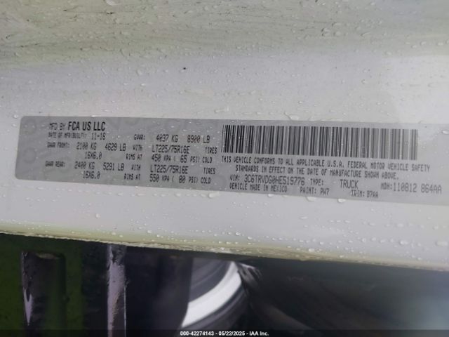 3C6TRVDG0HE519776 RAM Promaster 2500 High Roof 159 Wb