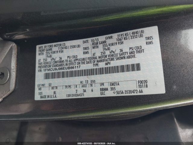 2014 FORD ESCAPE 1FMCU9J96EUB66117 Photo 8