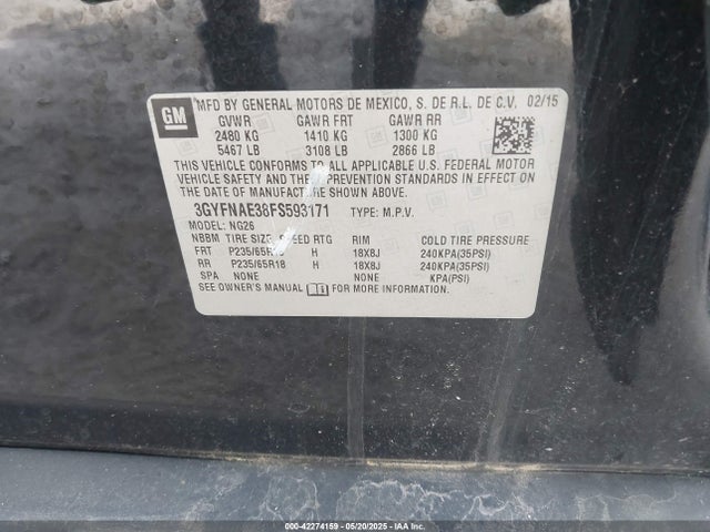 2015 CADILLAC SRX 3GYFNAE38FS593171 Photo 8