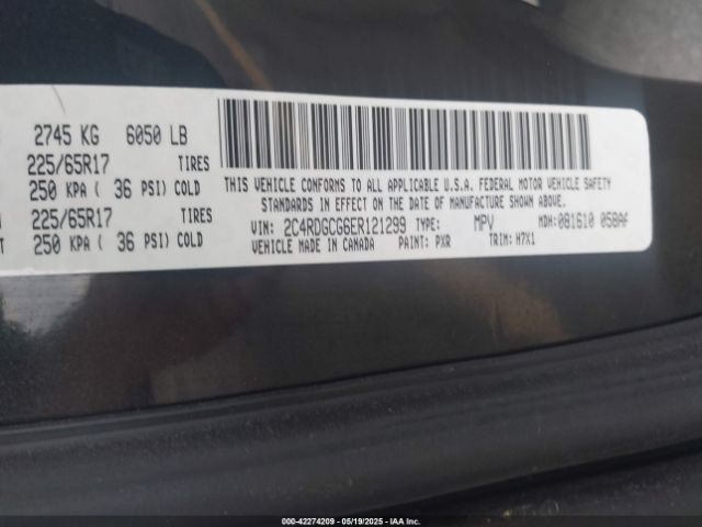 2C4RDGCG6ER121299 Dodge Grand Caravan Sxt