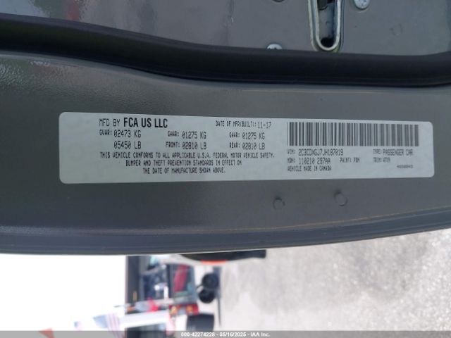 2C3CDXGJ7JH187019 Dodge Charger R/t Scat Pack Rwd