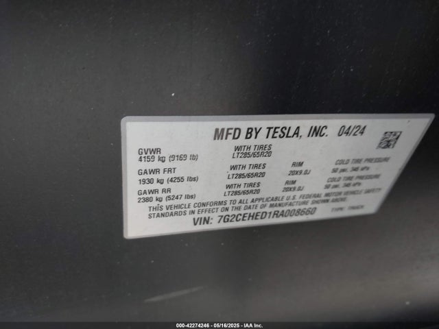2024 TESLA CYBERTRUCK 7G2CEHED1RA008660 Photo 8