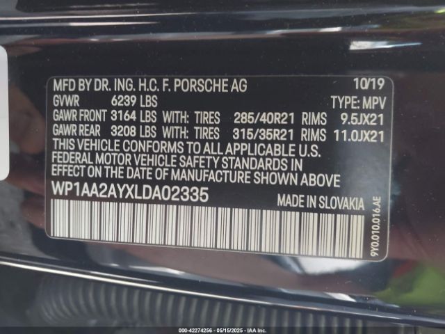 WP1AA2AYXLDA02335 Porsche Cayenne