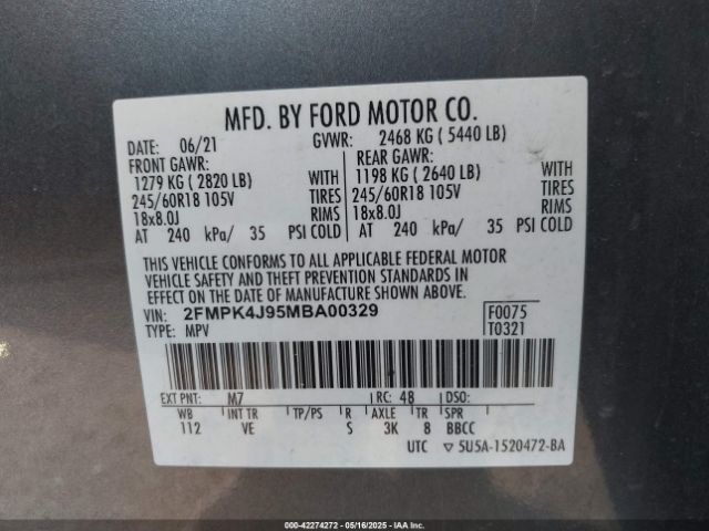 2021 FORD EDGE 2FMPK4J95MBA00329 Photo 8