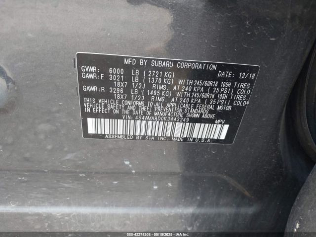 4S4WMAAD0K3443249 Subaru Ascent