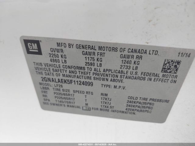 2GNALAEK5F1124099 Chevrolet EQUINOX LS