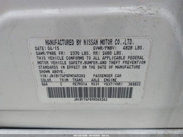 2015 INFINITI Q50 JN1BV7AP6FM345262 Photo 8